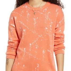 BP Long Sleeves Orange White Splatter Sweater Plus Size 3X NEW